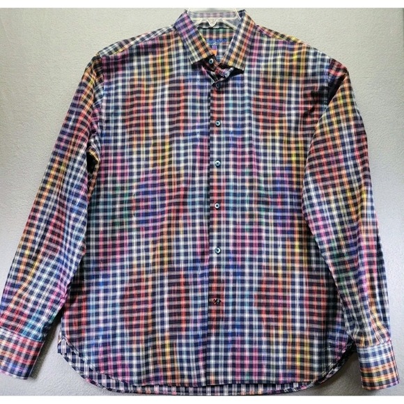 Luchiano Visconti Black Shirt Abstract Check Pattern Long-Sleeve Mens Size XL - Picture 6 of 12